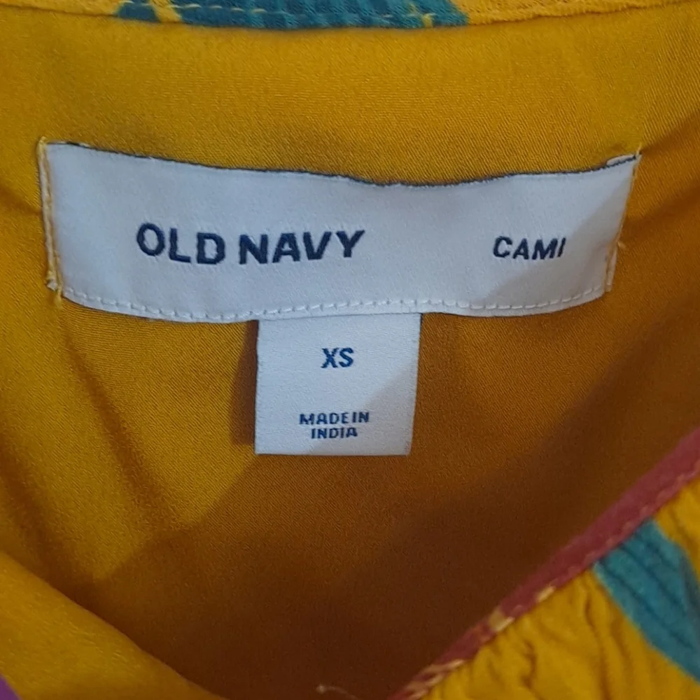 Old Navy Mustard Yellow Tropical Flower Ruffle Vacation Cruise Summer Sundress